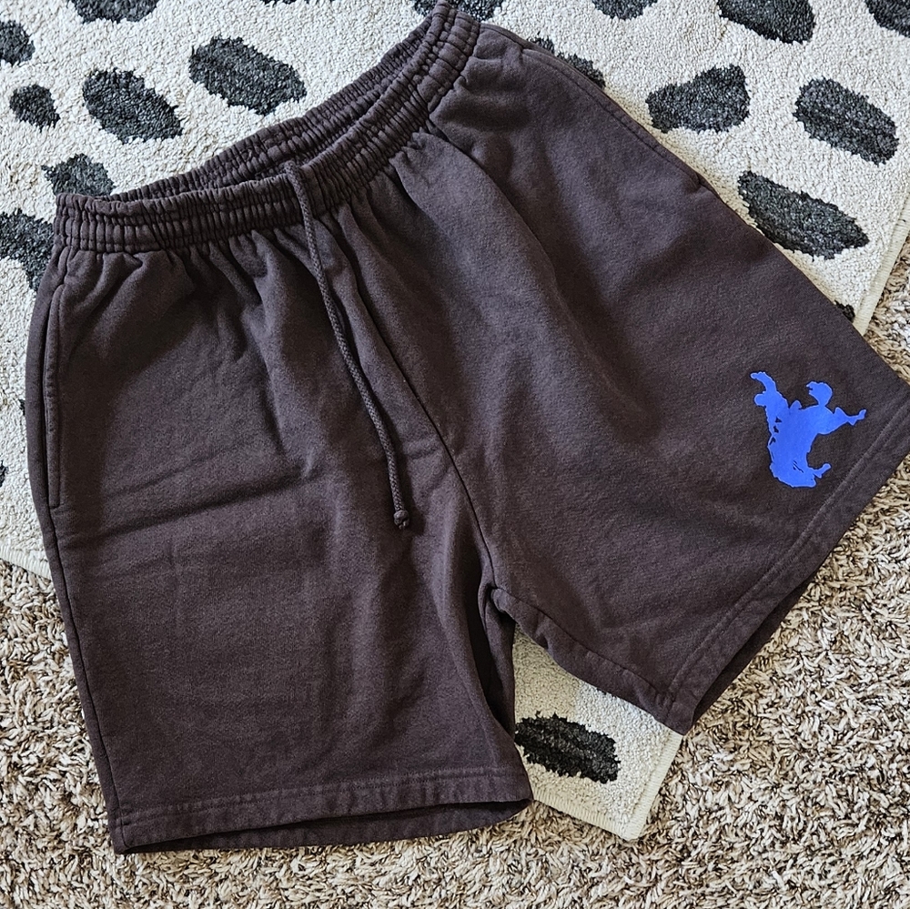 NEW Bad Bunny Nadie Sabe Brown Pull Up Drawstring Shorts Men's Size Medium